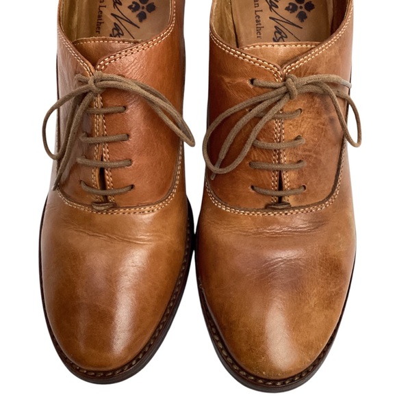 Patricia Nash Anna Block Heel Oxford Italian Leather Shoes Carmel Brown - Picture 8 of 16
